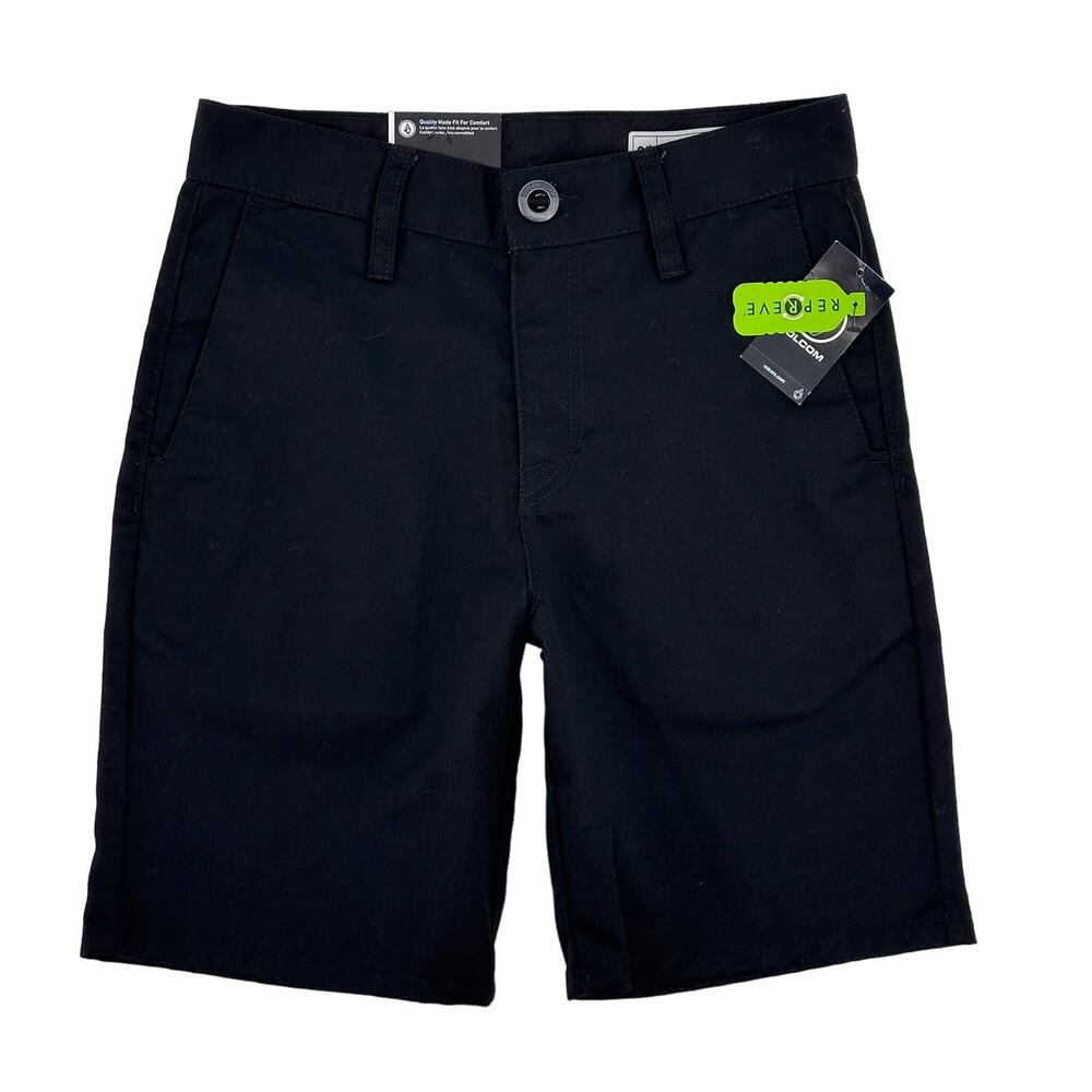 Volcom Frickin Solid Black Chino Shorts Boys Size 20 X-Large 30 7" Inseam